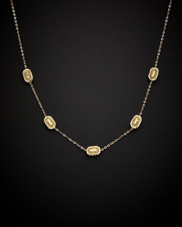 Italian Gold 14K Adjustable Station Necklace