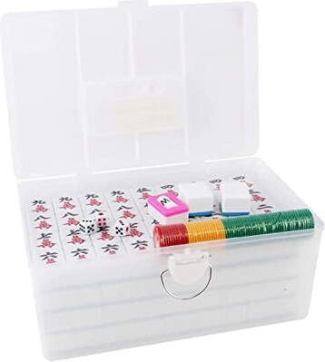 USA MJ TABLE USAMJTABLE Complete Chinese Filipino Mahjong Set, 144 Green Tiles, Dice, Chips, Wind Indicator, English Instructions