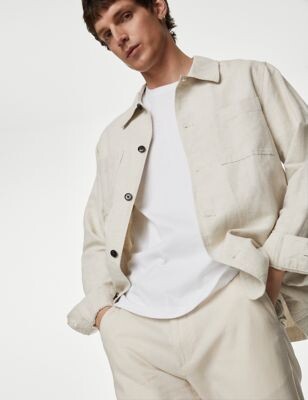 m&s white linen top