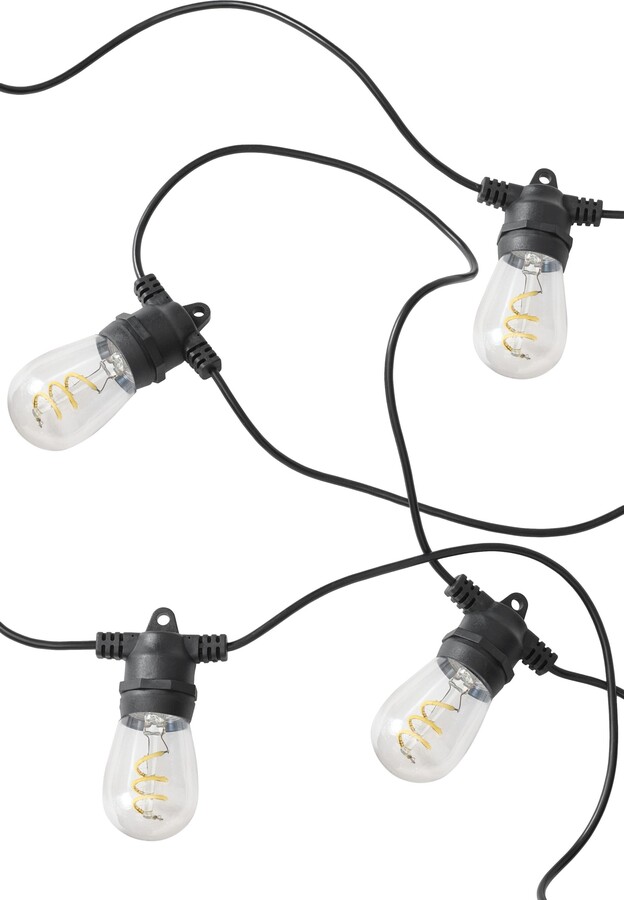 Brightech 27 ft or 48 ft, Solar‑Powered Heavy Duty LED Outdoor String Lights, Weatherproof Spiral Filament Edison Bulbs