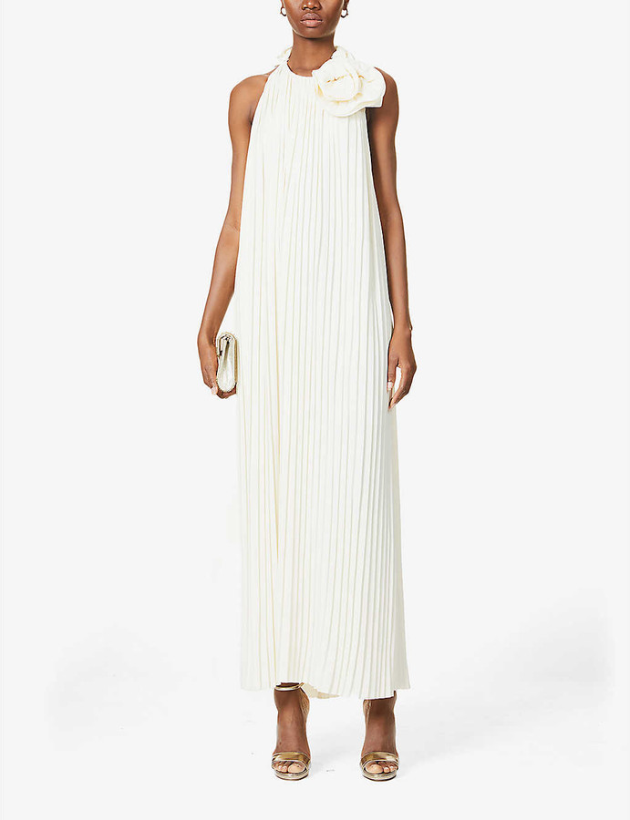 Magda Butrym Corsage-detail pleated crepe maxi dress - ShopStyle