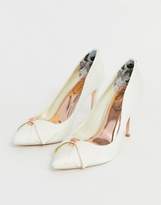 Thumbnail for your product : Ted Baker ivory satin bow detail heeled court shoe