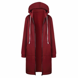 Vicent Women's Casual Long Sleeve Longline Hoodie Sweatshirts Loose Hooded Coat Zipper Plus Size Tops Shirt Pullover Warm Autumn Jumper Jacket S-5XL Black