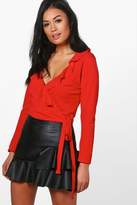 Thumbnail for your product : boohoo Ruffle Wrap Front Crop