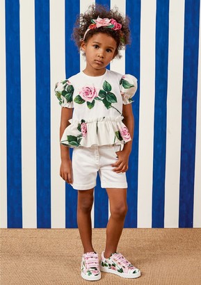 Dolce & Gabbana Children Appliqued floral cotton T-shirt