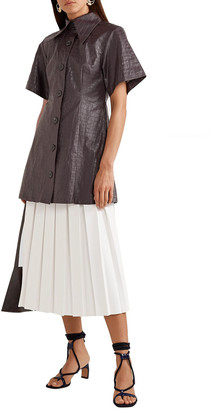 Beaufille Piper Croc-effect Coated-linen Mini Shirt Dress