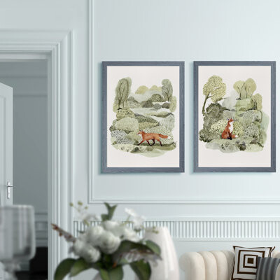 Three Posts Baby & Kids Fox Glen I - 2 Piece Framed Painting Print Set