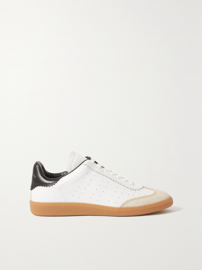 Isabel Marant - Bryce Suede-trimmed Perforated Leather Sneakers - White