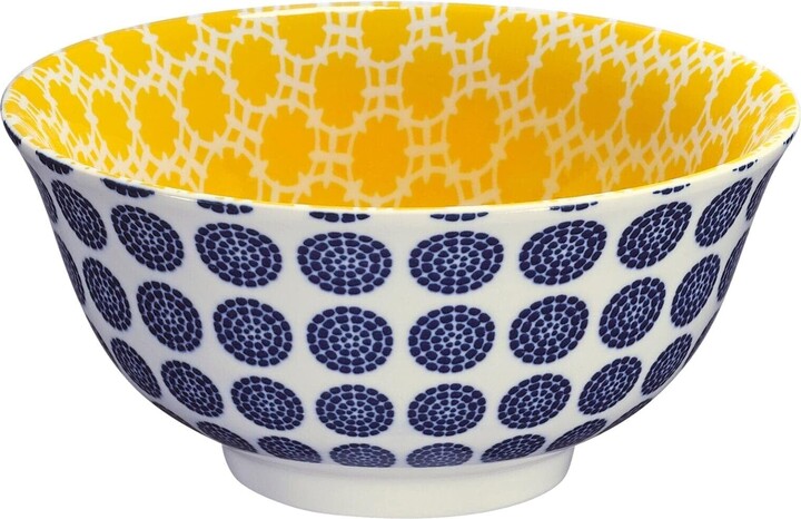 Cilio Amici Decorated Porcelain Bowl, 17 Ounce Capacity, 6" D x 2.75" H, Set of 6, Dots Pattern