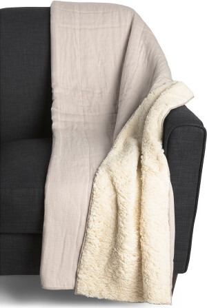TJMAXX Textured Gauze Throw With Sherpa Back - ShopStyle