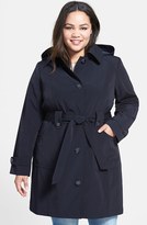 Thumbnail for your product : Gallery Polka Dot Trim Single Breasted Trench Coat (Plus Size)