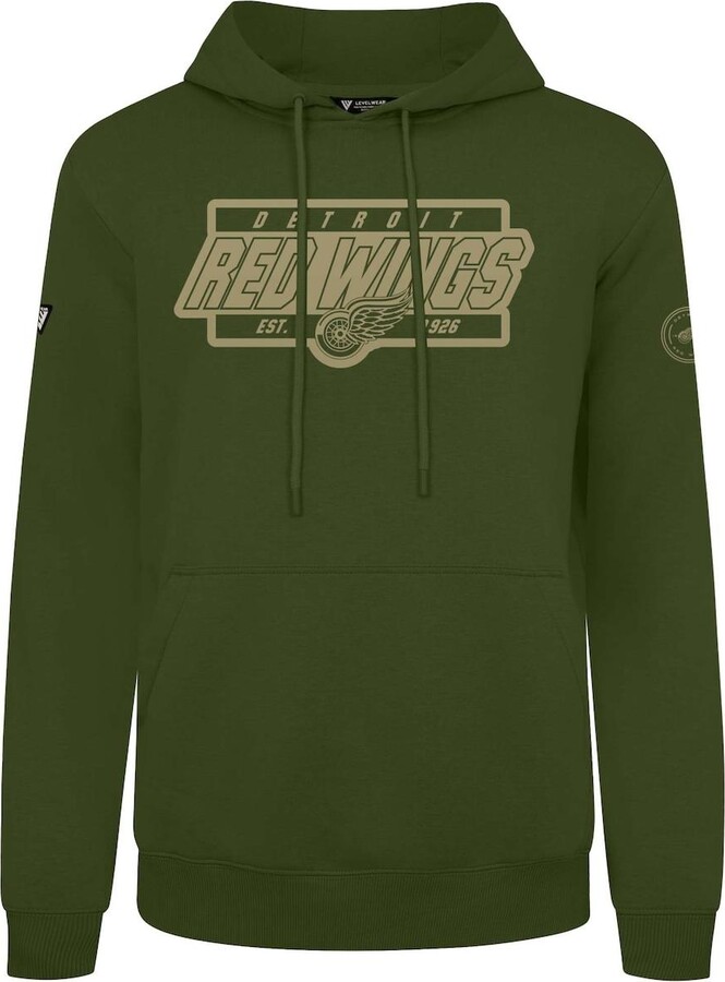 LevelWear Men's Olive Detroit Red Wings Podium Pullover Hoodie