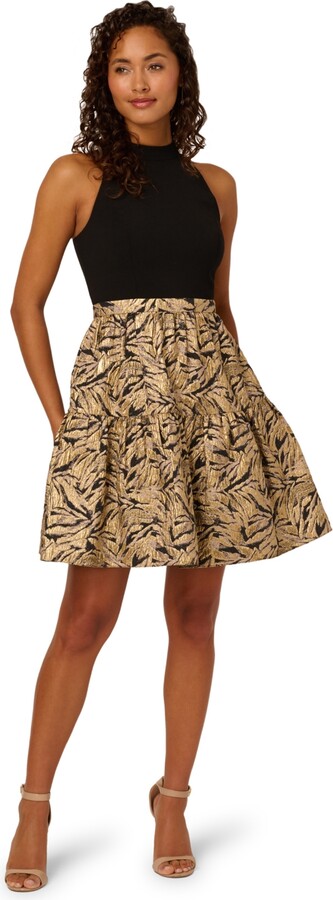 Adrianna Papell Women's Halter Party Dress - Black/Gold