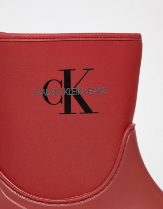 Calvin Klein Jeans Philippa red ankle wellington boots