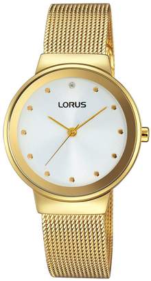 Lorus womens gold plated mesh bracelet watch