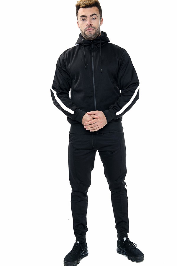 NY Deluxe Edition Mens Fleece Hooded TOP & Bottom Gym Jogger Plain Tracksuit Full Set S to XL