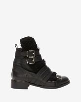 Thumbnail for your product : IRO Leather and Shearling Moto Boot