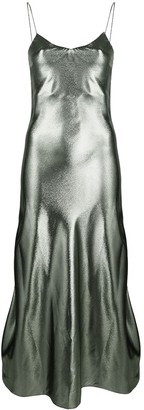 BLAZÉ MILANO Metallic Slip Midi Dress