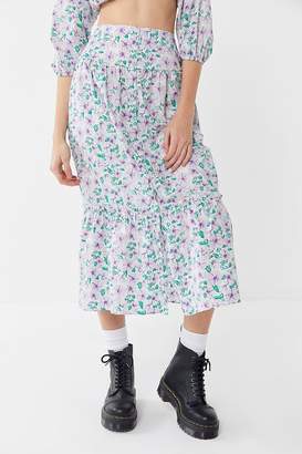 Urban Outfitters Petunia Ruffle Button-Down Midi Skirt
