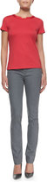 Thumbnail for your product : Lafayette 148 New York Short-Sleeve Scoop-Neck Tee With Charmeuse Trim, Dynamite
