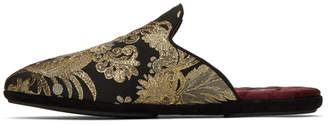 Dolce & Gabbana Black and Gold Embroidered Loafers