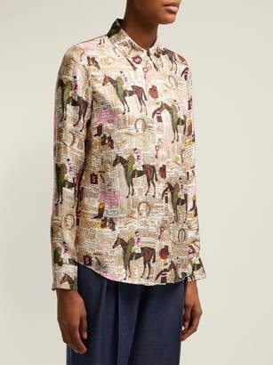 Gabriela Hearst Henri Equestrian-print Silk-blend Blouse - Womens - Multi