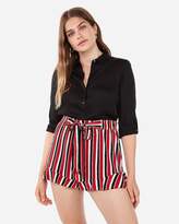 Thumbnail for your product : Express High Waisted Stripe Ruffle Hem Shorts