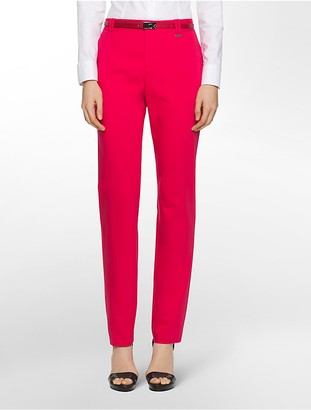 Calvin Klein Womens Essential Skinny Solid Belted Pants