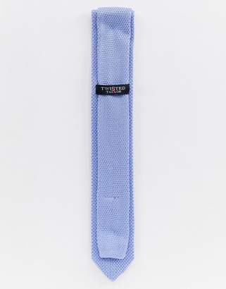 Twisted Tailor knitted tie in light blue