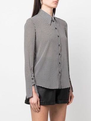 Patrizia Pepe Checkerboard-Print Split-Cuff Shirt