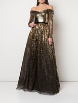 Thumbnail for your product : Marchesa Notte Off-The-Shoulder Sequin Gown