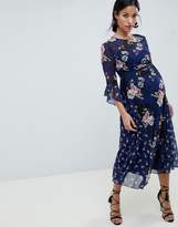 Thumbnail for your product : Little Mistress Maternity all over contrast printed midi skater tea dress