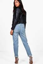 Thumbnail for your product : boohoo Sophie High Waist Embroidered Leg Mom Jeans