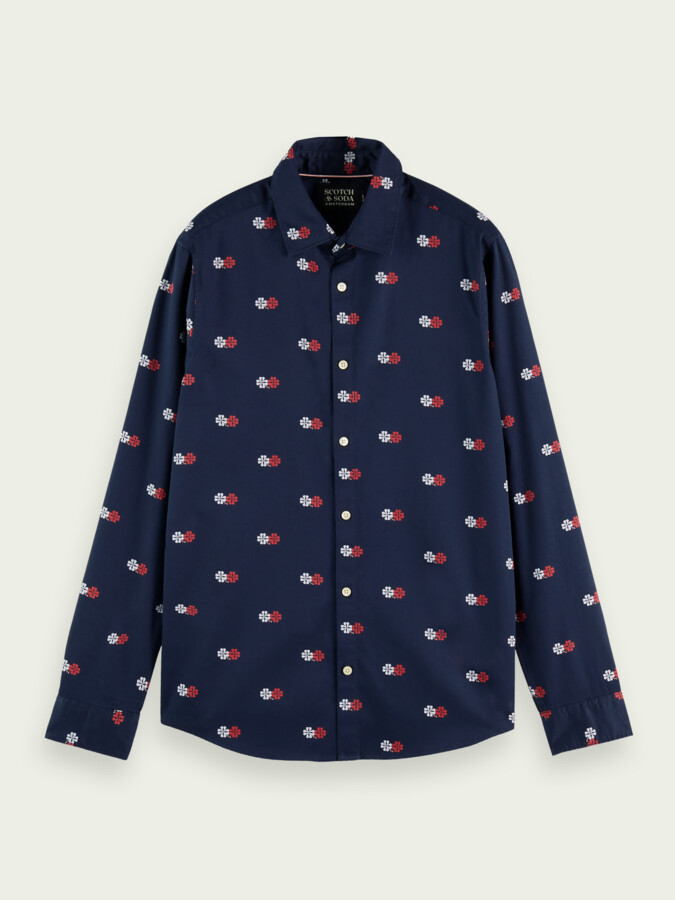 Details about   Mens Scotch and Soda slim fit long sleeve printed  shirt BLUE 137699 