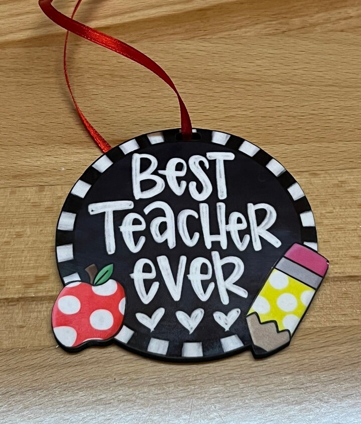 Teacher Christmas Ornaments, Gifts, Best Ever Ornament, Gifts, Pencils, Apples