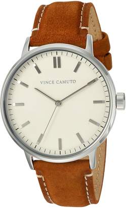 Vince Camuto Women's VC/5309CRHY Silver-Tone and Honey Colored Suede Leather Strap Watch