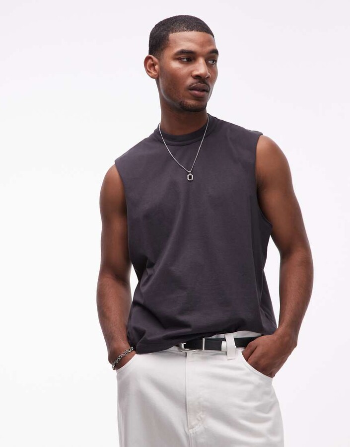 AllSaints Cole sleeveless T-shirt in washed black