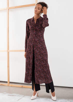 micro floral midi shirt dress