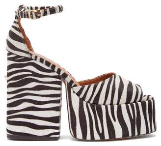 Osman Gesa Zebra-effect Calf-hair Platform Sandals - Womens - Black White Osman Gesa Zebra-effect Calf-hair Platform Sandals - Womens - Black White
