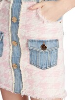 Thumbnail for your product : Balmain Buttoned Tweed & Denim Dress