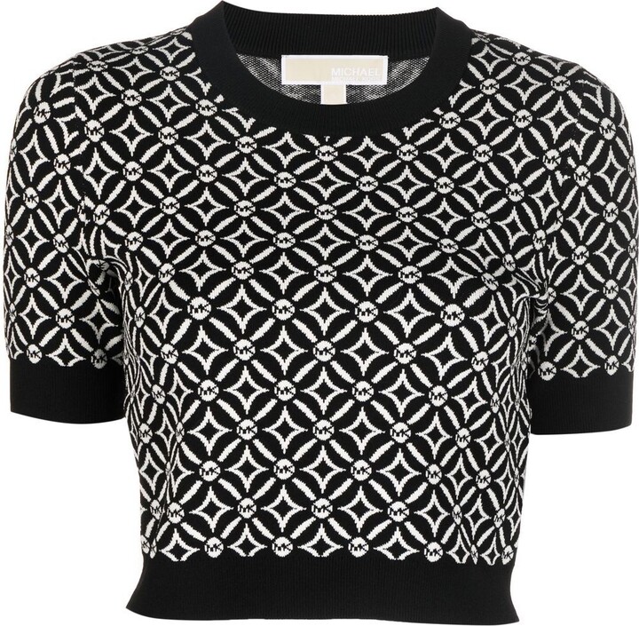Michael Kors Geometric-Monogram Knit Top - ShopStyle