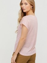 Thumbnail for your product : Monsoon Liza Stitch Detail Linen T-shirt - Blush Pink