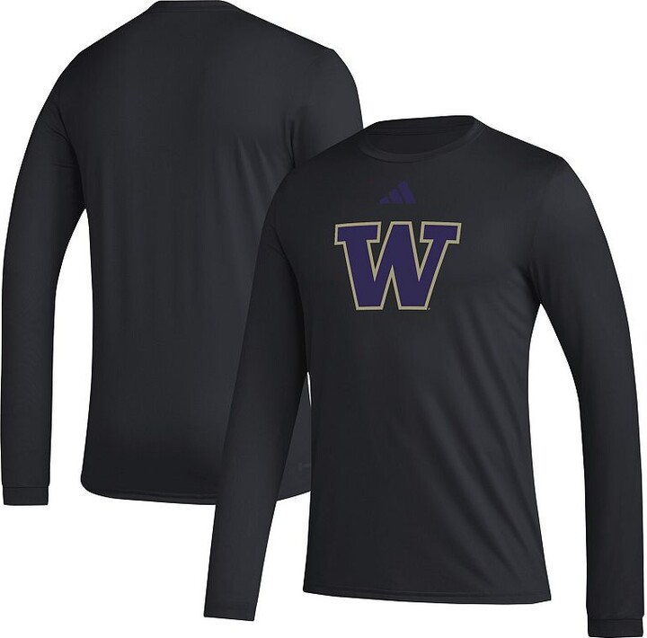 adidas Men's Black Washington Huskies Primary Locker Logo Pre-Game Long Sleeve T-Shirt