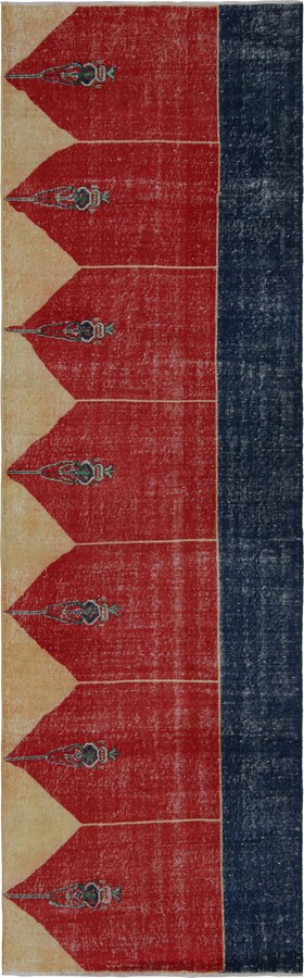 1stDibs Vintage Turkish Runner Rug In Red, Blue And Gold Patterns By Rug & Kilim