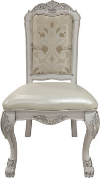 2 Side Chair - Synthetic Wood, Pu, Padded Back Cushion, Button , 23 In. Width, 46.41 Height, White Pair Composite Fabric Upholstery, , 17 220lbs Capac
