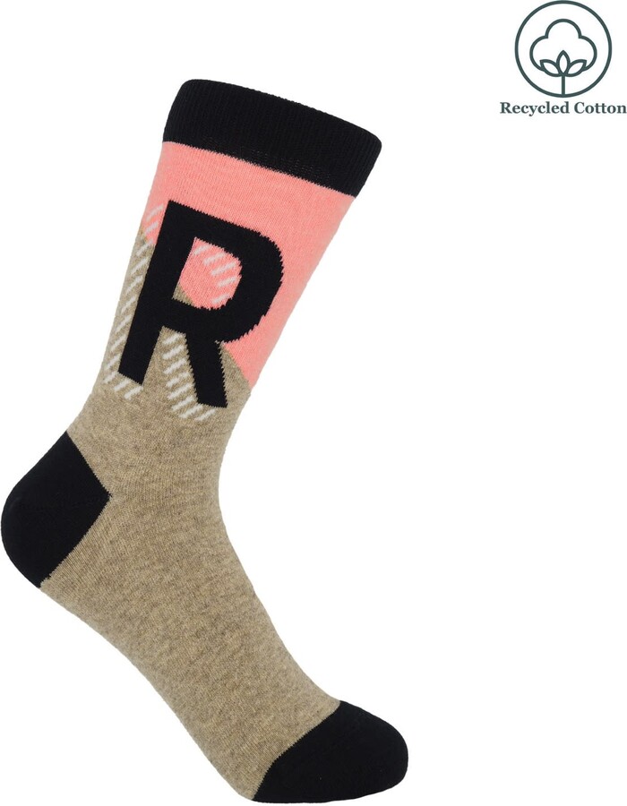 Peper Harow - Made in England Grey Alphabet Women’s Socks – R