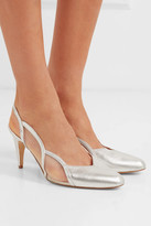 Thumbnail for your product : REJINA PYO Alison Metallic Leather And Mesh Slingback Pumps