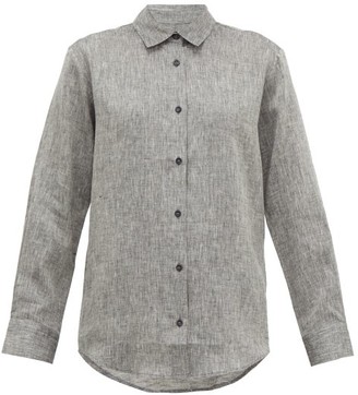 ASCENO Milan Curved-hem Linen Shirt - Grey