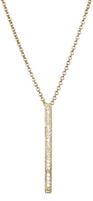 Rivka Friedman 18K Gold Clad CZ Pave Bar Drop Pendant Necklace