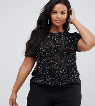 plus size black sequin top